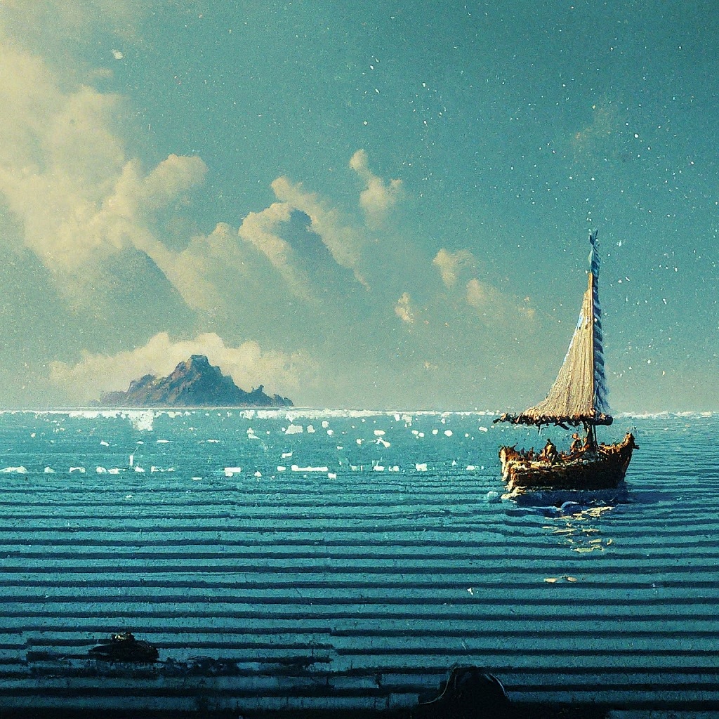 pixel art sailboat on sea