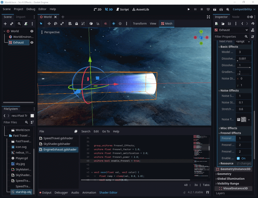 jet engine shader godot 4