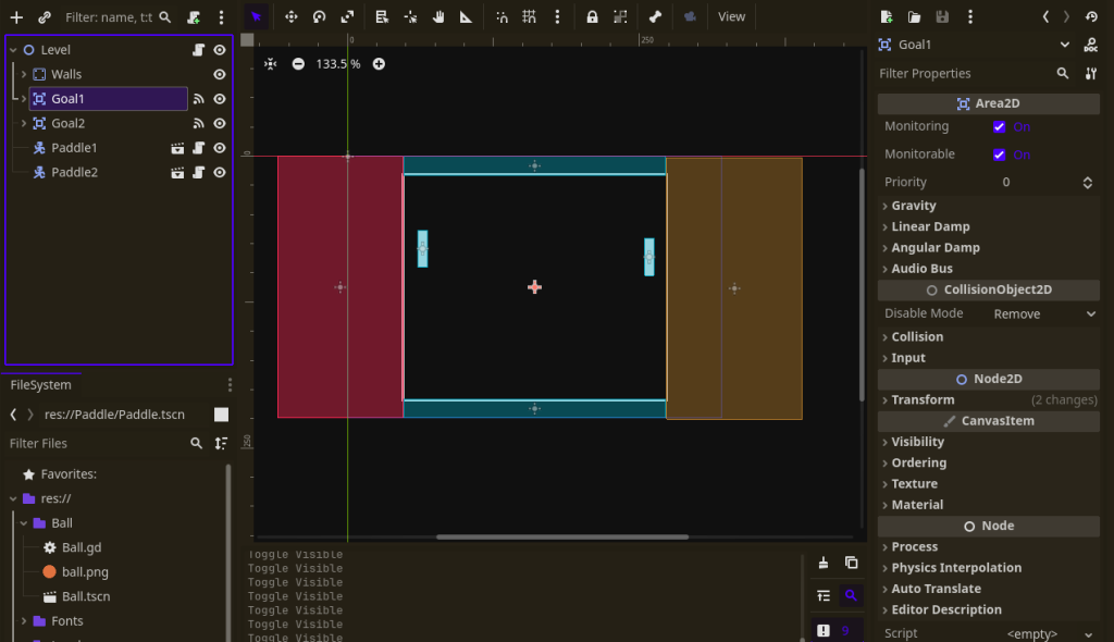 godot pong tutorial level construction