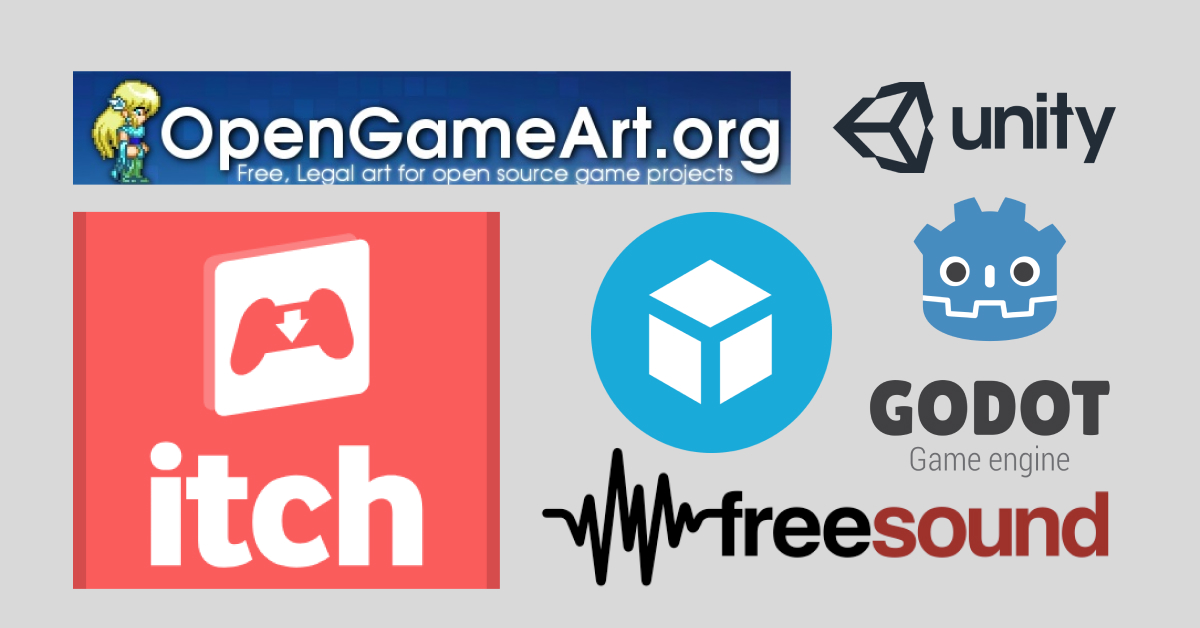 free game development resources logos