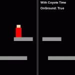 with vs without coyote timer in platformer