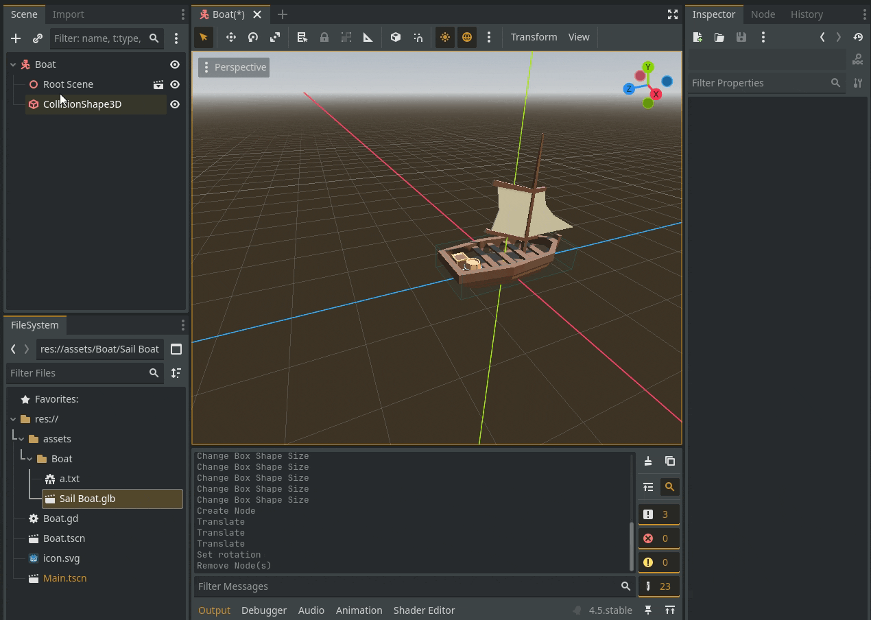 3d boat game camera setup