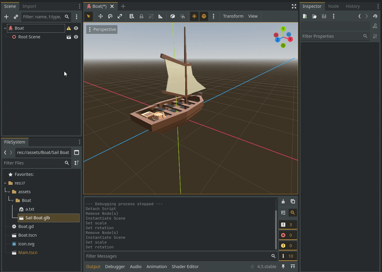 3d boat game collision shape setup