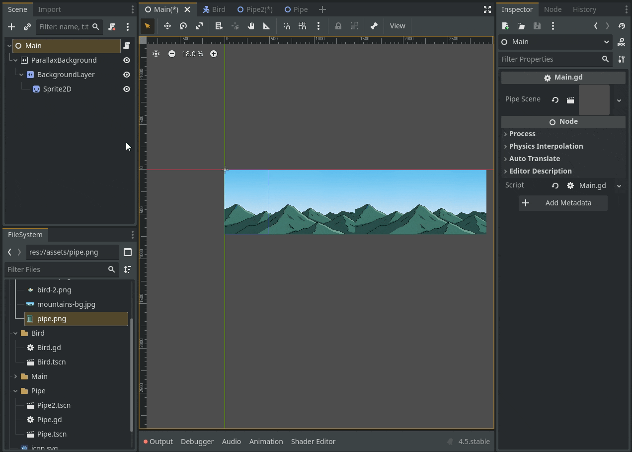 parallax setup flappy bird